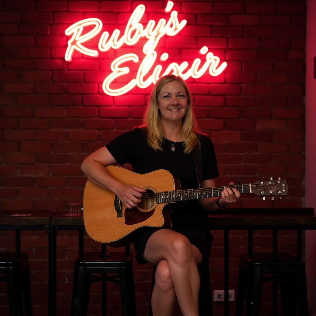 Woman playing guitar